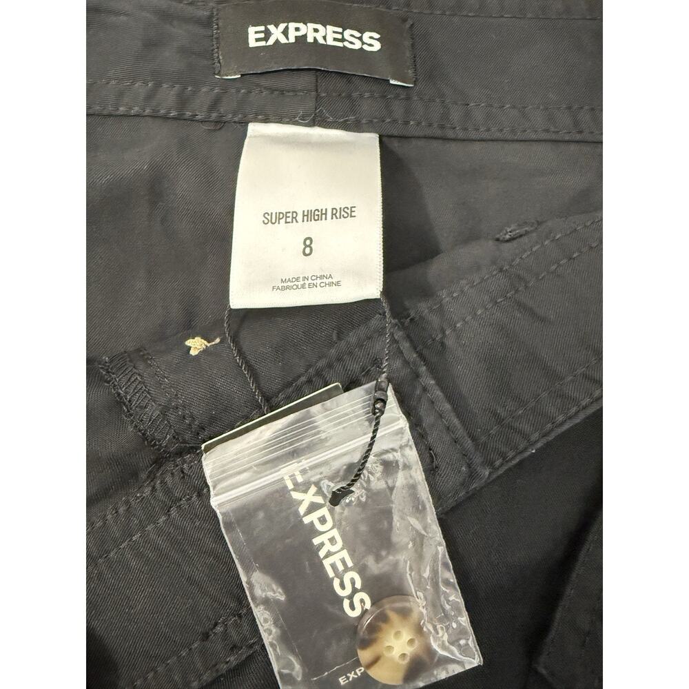 NWT Express Womens Black High Rise Flap Pocket Cargo Utility Pants Size 8 - Picture 9 of 15